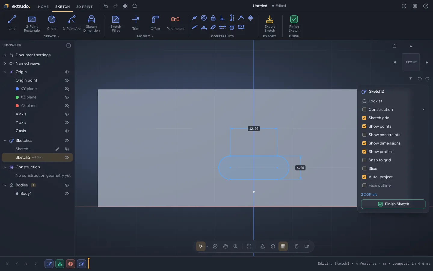 A sketch on the tray's front face with a USB slot and its length and width dimensions.