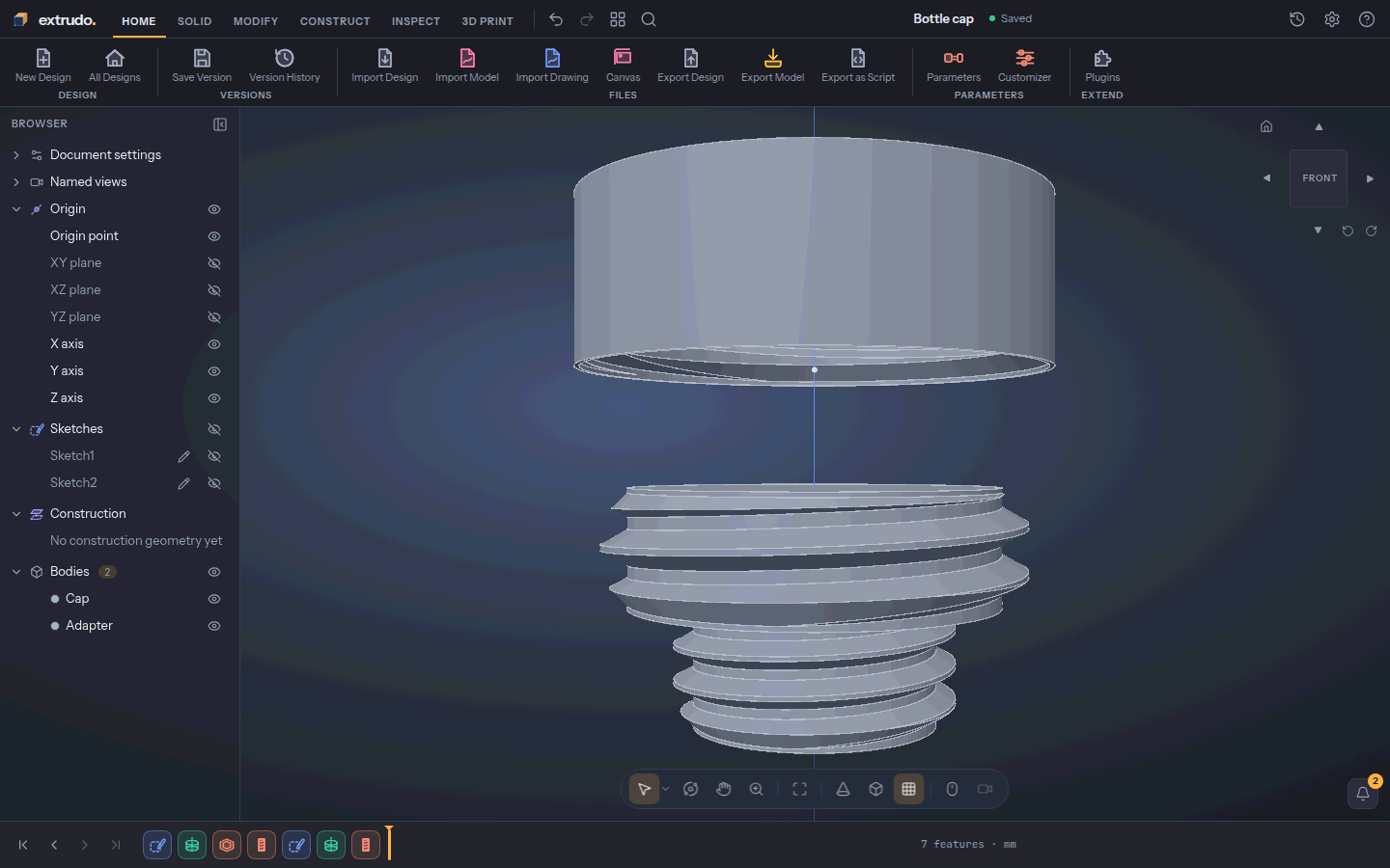 The larger cap and adapter after changing two parameters